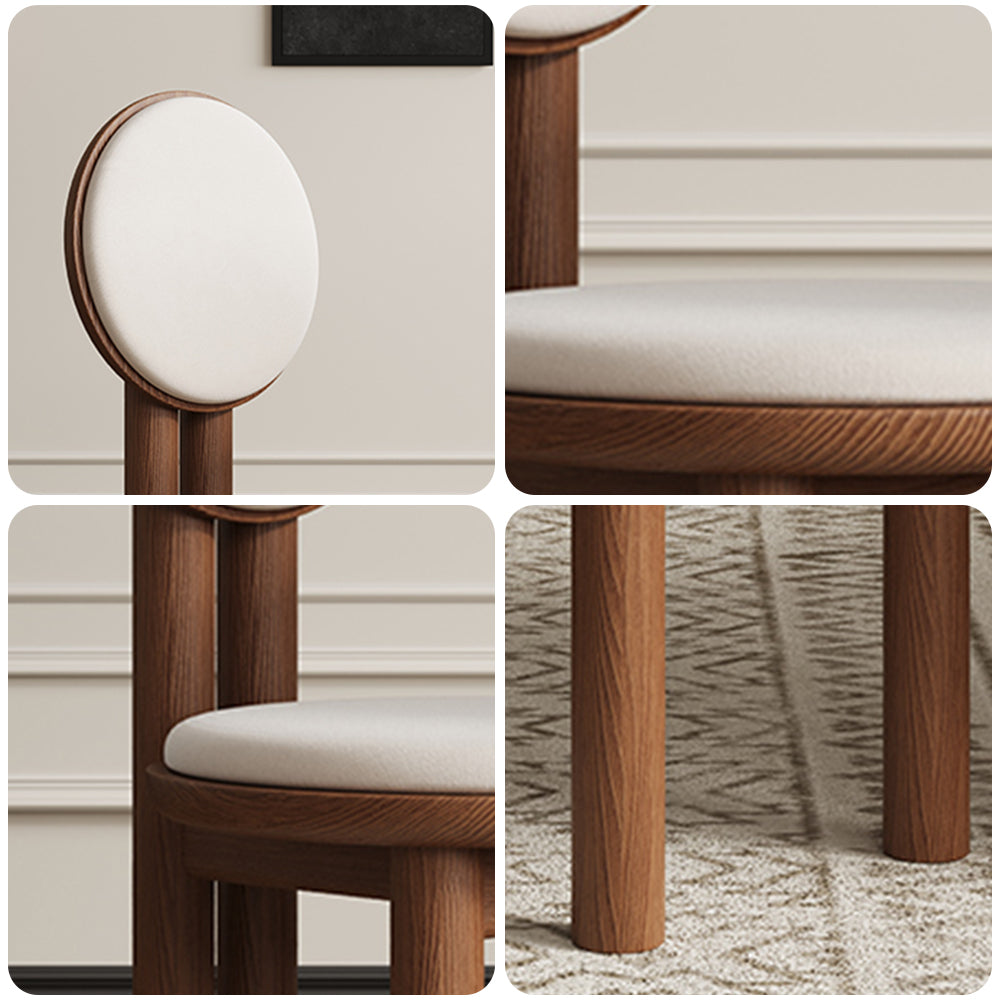 LIVARA DC1142 Faux Leather Fabric Dining Chair Rubber Wood Frame