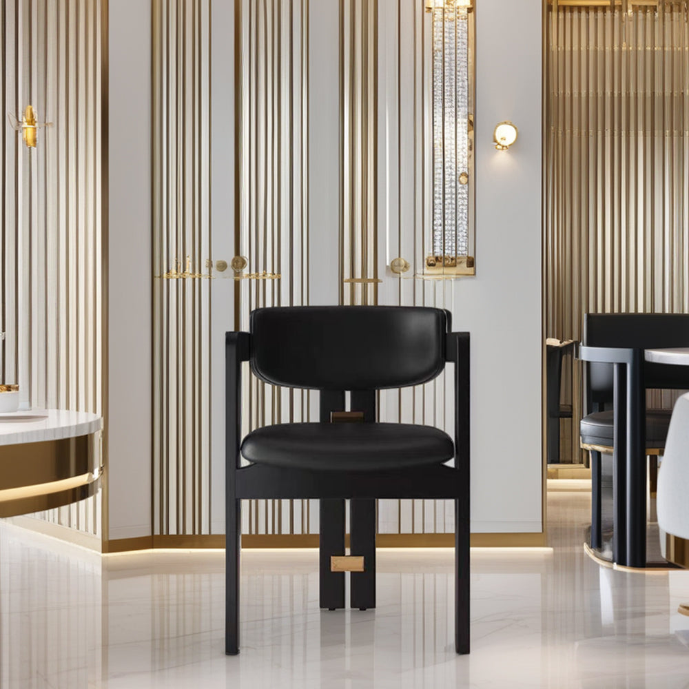 LIVARA DC1145 Faux Leather Fabric Dining Chair Solid Wood Frame