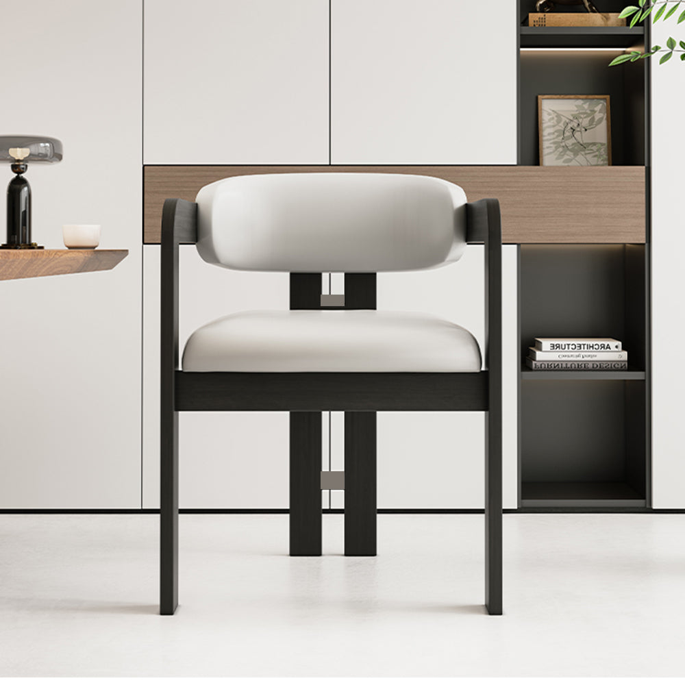 LIVARA DC1145 Faux Leather Fabric Dining Chair Solid Wood Frame