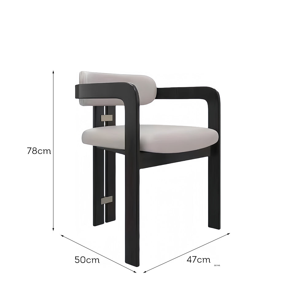 LIVARA DC1145 Faux Leather Fabric Dining Chair Solid Wood Frame