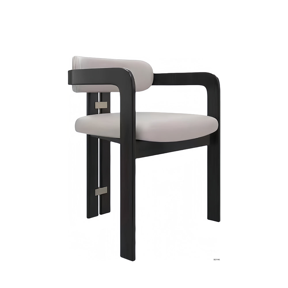 LIVARA DC1145 Faux Leather Fabric Dining Chair Solid Wood Frame