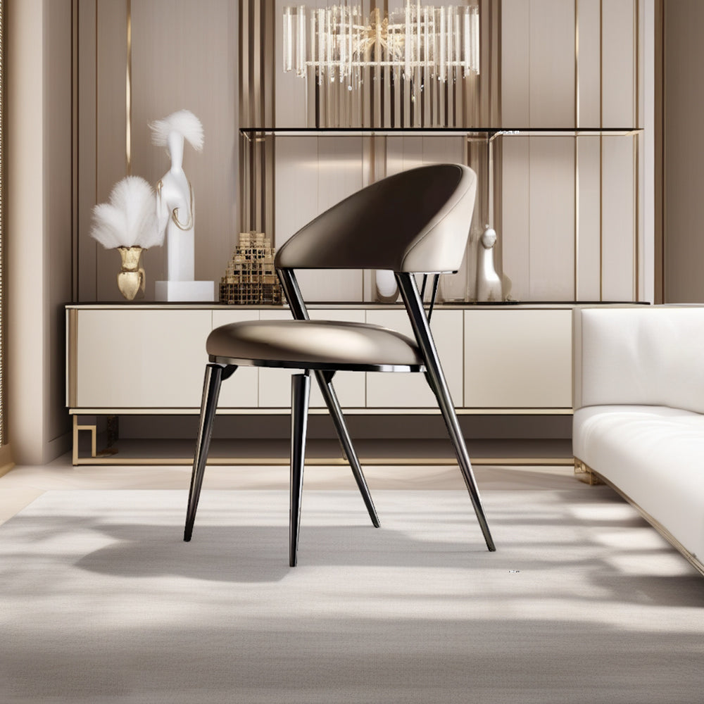 LIVARA DC1146 Faux Leather Fabric Dining Chair Carbon Steel Legs