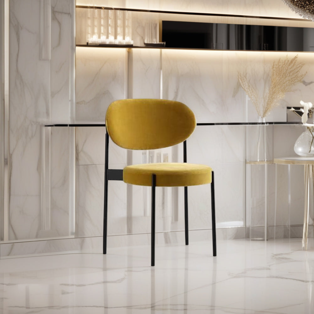 LIVARA DC1147 Velvet Fabric Dining Chair Carbon Steel Legs