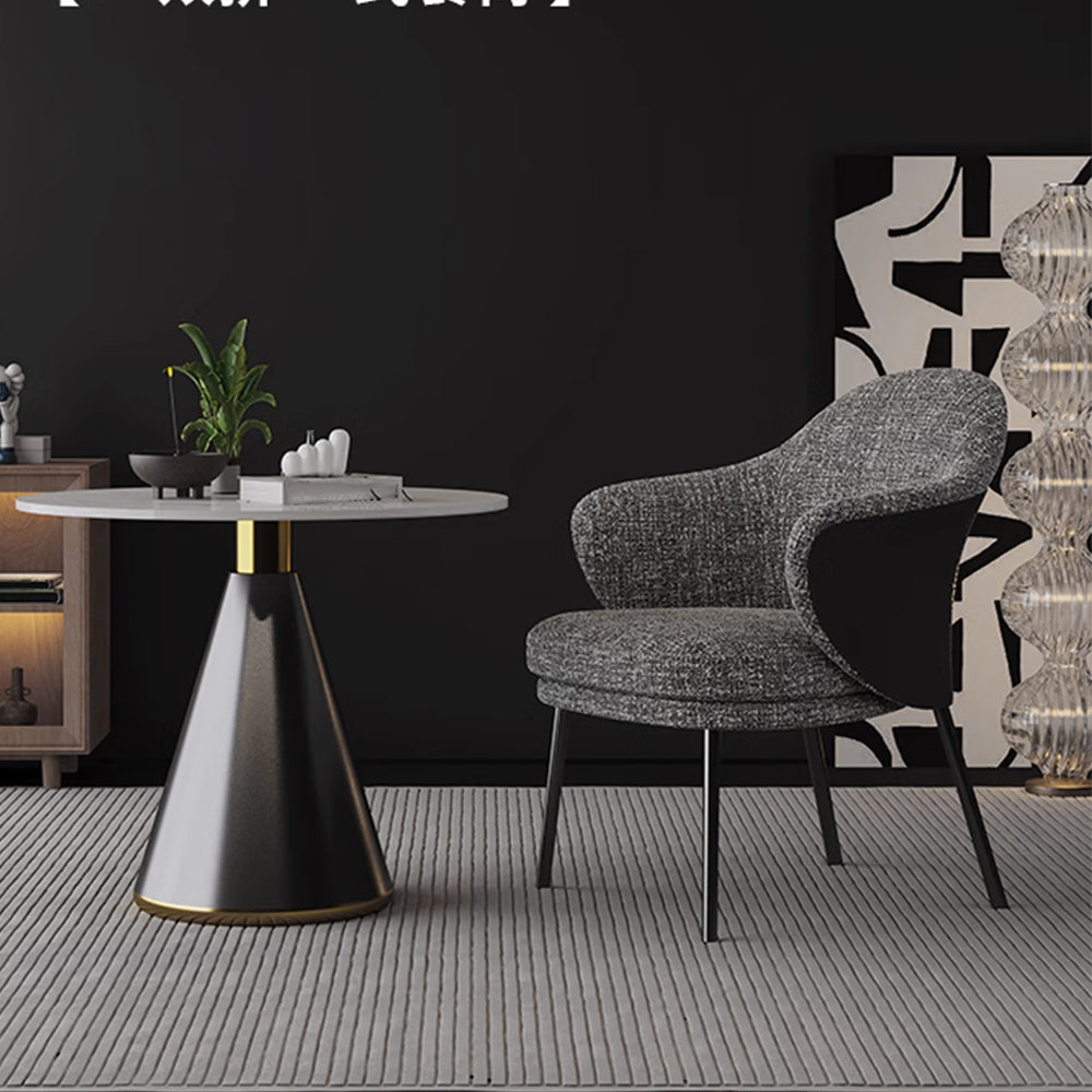 LIVARA DC1148 Cotton-linen Fabric Dining Chair Carbon Steel Legs