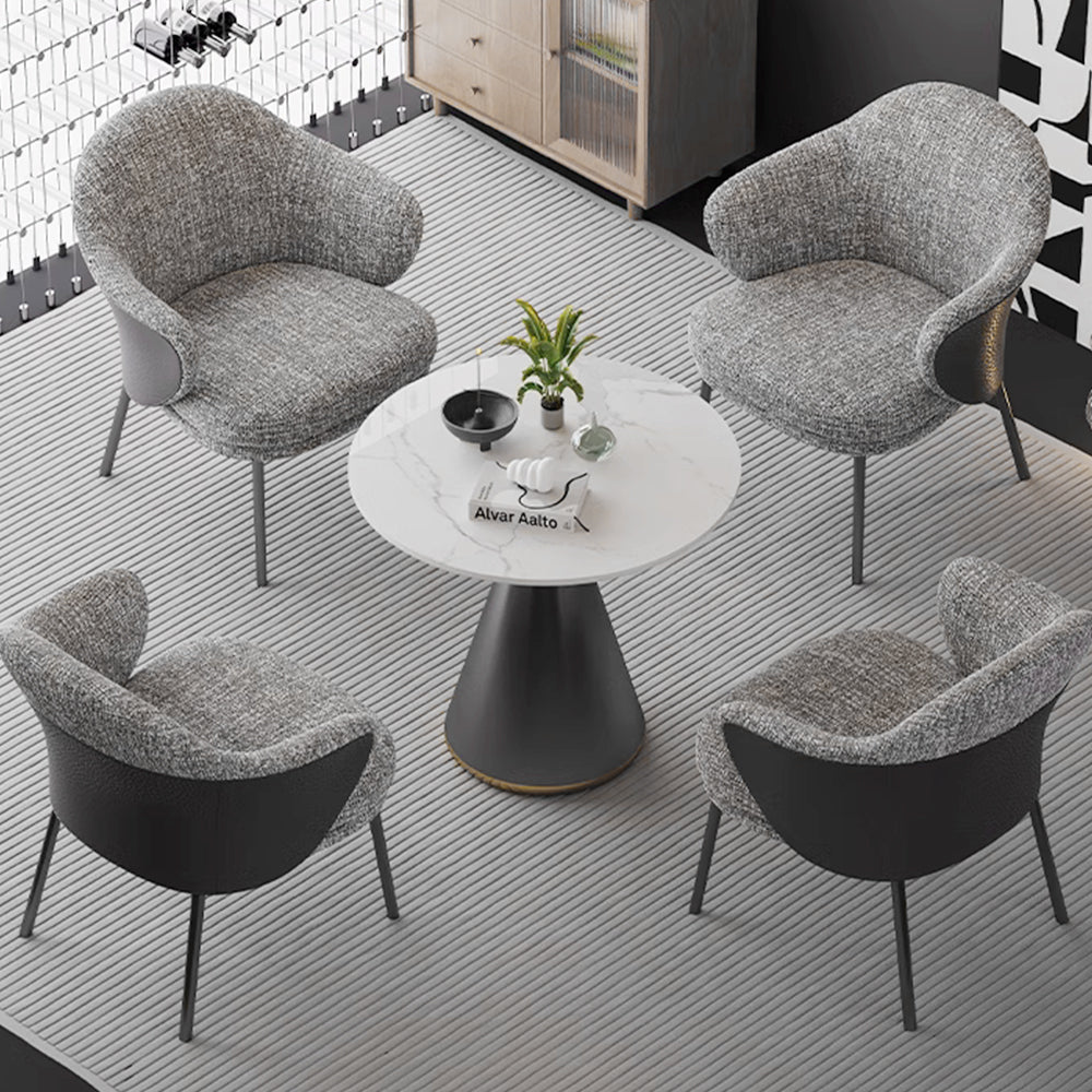 LIVARA DC1148 Cotton-linen Fabric Dining Chair Carbon Steel Legs