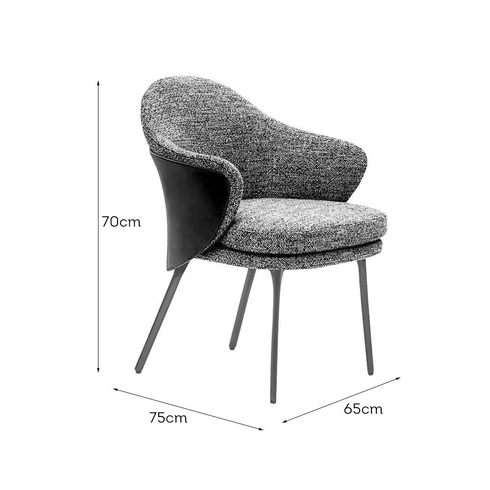 LIVARA DC1148 Cotton-linen Fabric Dining Chair Carbon Steel Legs