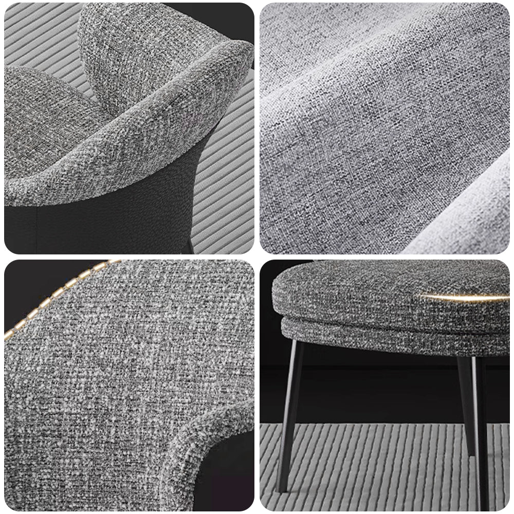 LIVARA DC1148 Cotton-linen Fabric Dining Chair Carbon Steel Legs