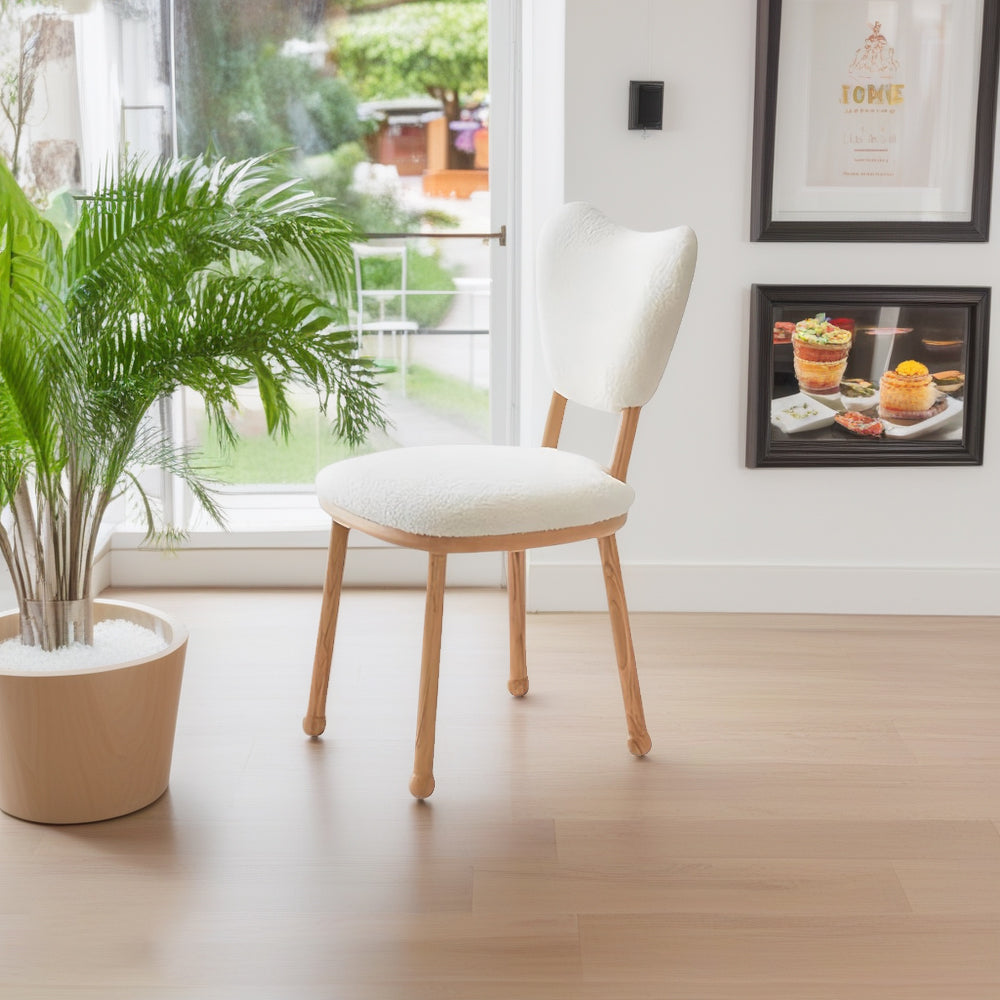 LIVARA DC1149 Teddy Fabric Dining Chair Solid Wood Frame