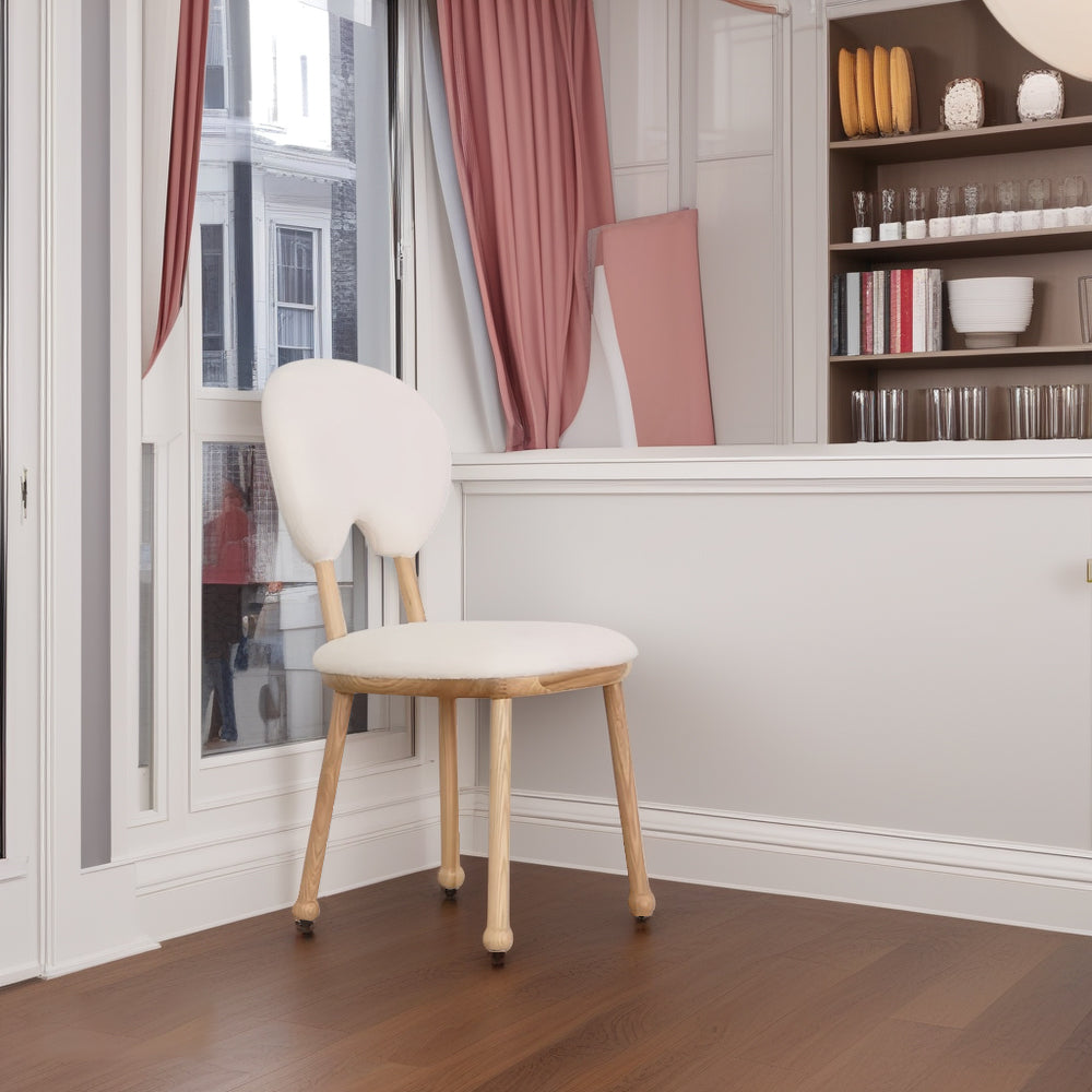 LIVARA DC1150 Teddy Fabric Dining Chair Solid Wood Frame