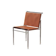 LIVARA DC1153 Italian Minimalist Style Saddle Leather Dining Chair Stainless Steel Legs