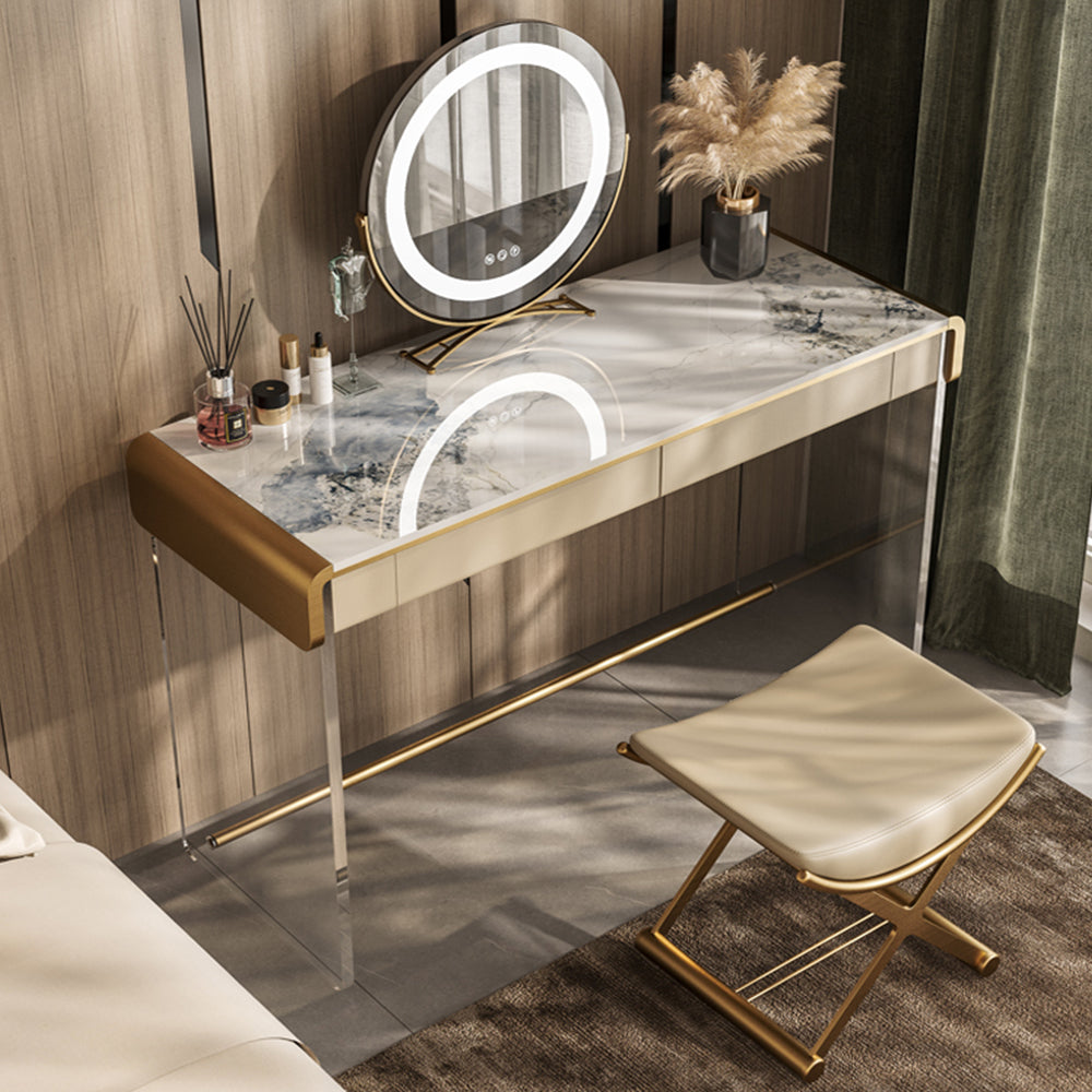 LUXORA DR1024 100-136cm Rock Countertop Lacquered Cabinet Dressing Table - Acrylic