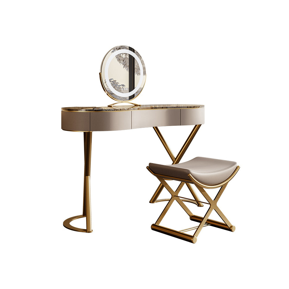 LUXORA DR1026 100-136cm Rock Countertop Stainless Steel Gold-Plated Base Dressing Table