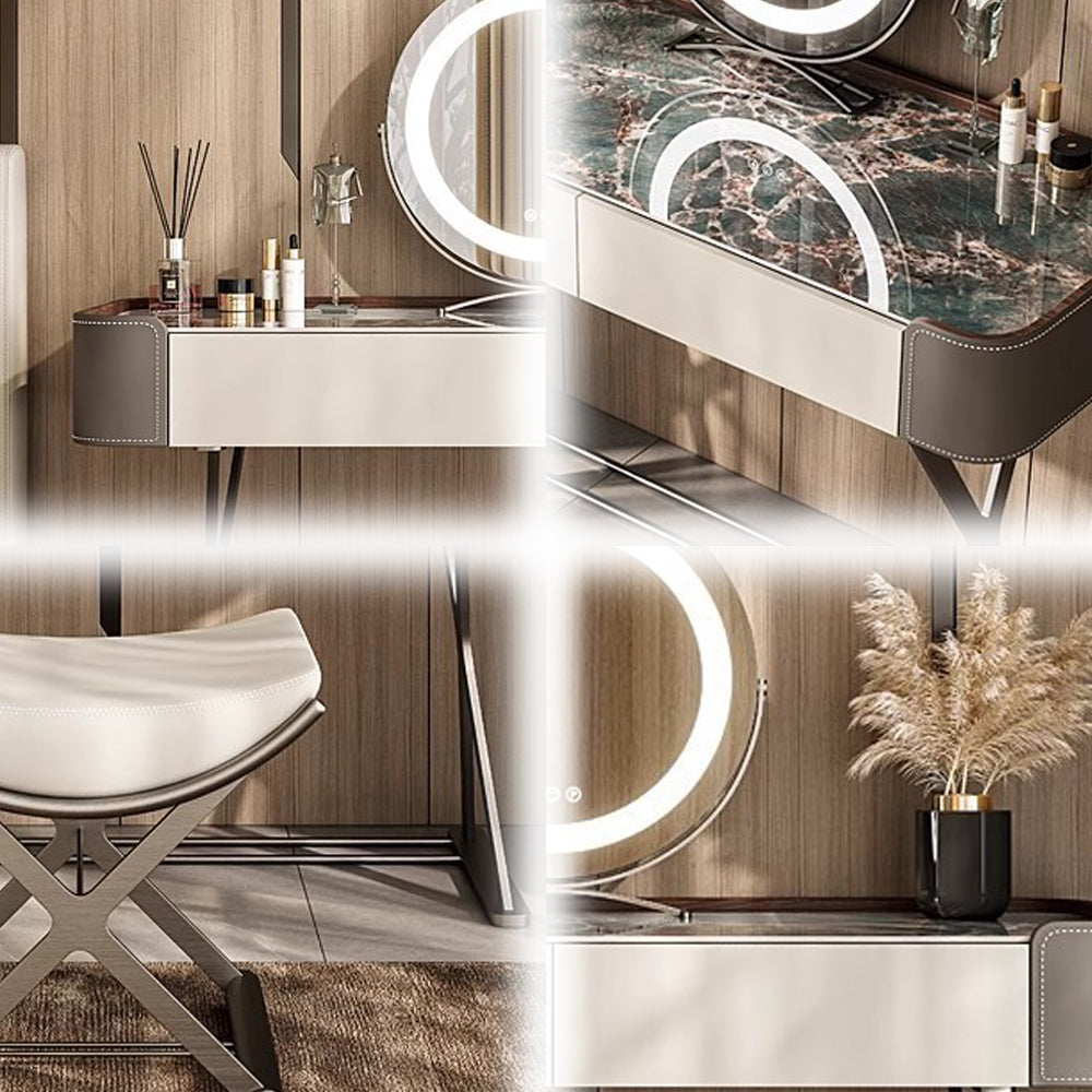 LUXORA DR1028 80-120cm Rock Countertop Lacquered Cabinet Dressing Table