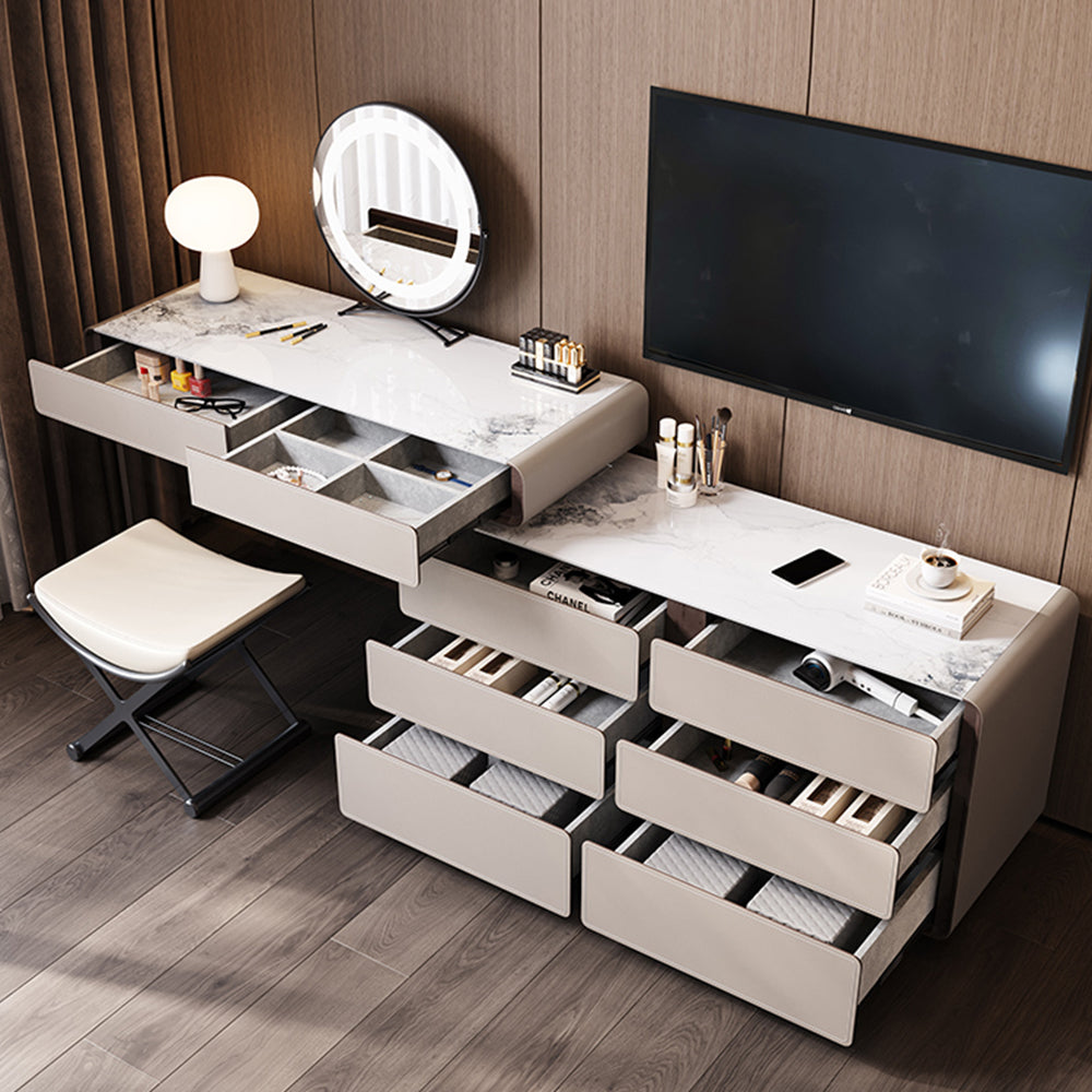 LUXORA DR1042 80-120cm Acrylic Support Solid Wood Cabinet Dressing Table