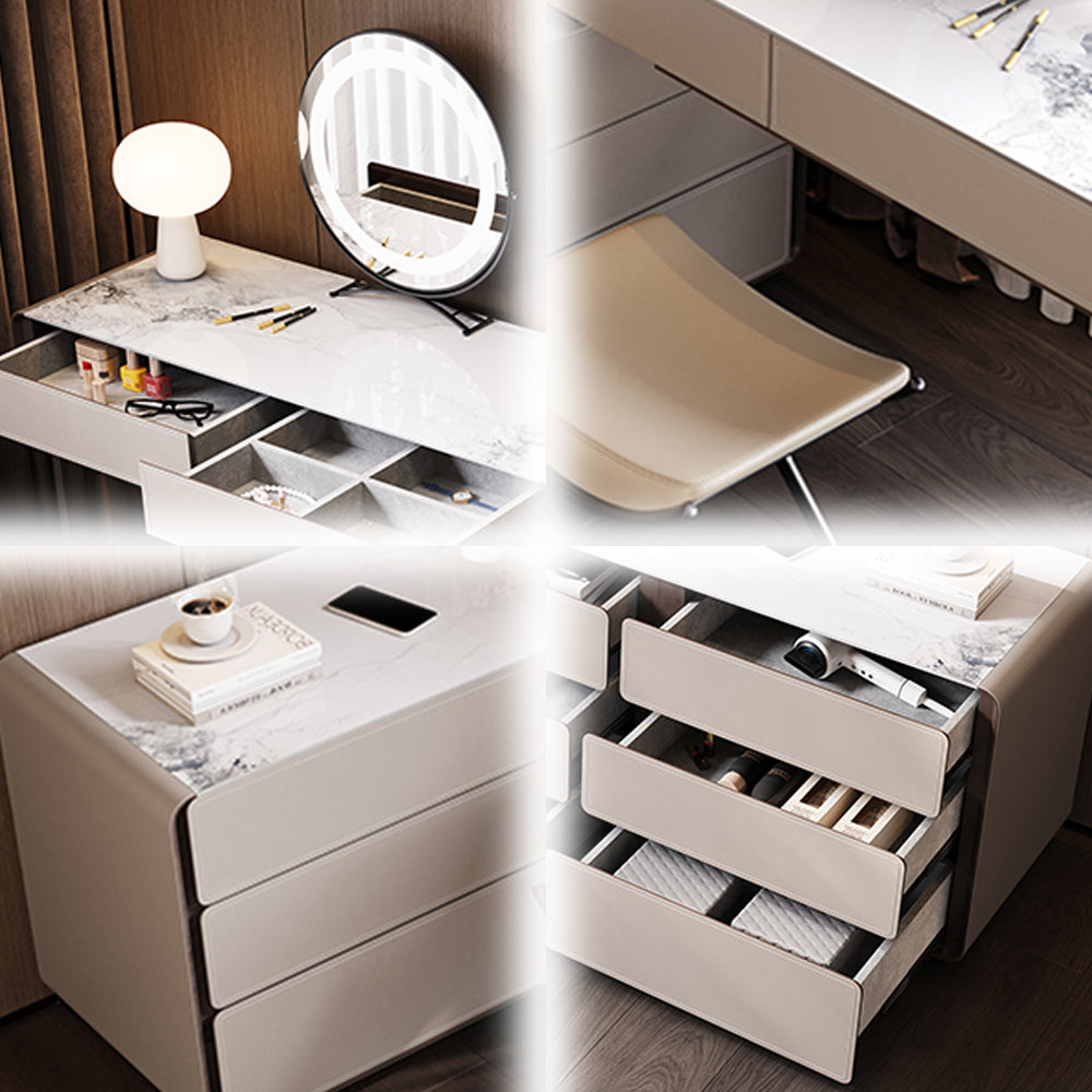 LUXORA DR1042 80-120cm Acrylic Support Solid Wood Cabinet Dressing Table