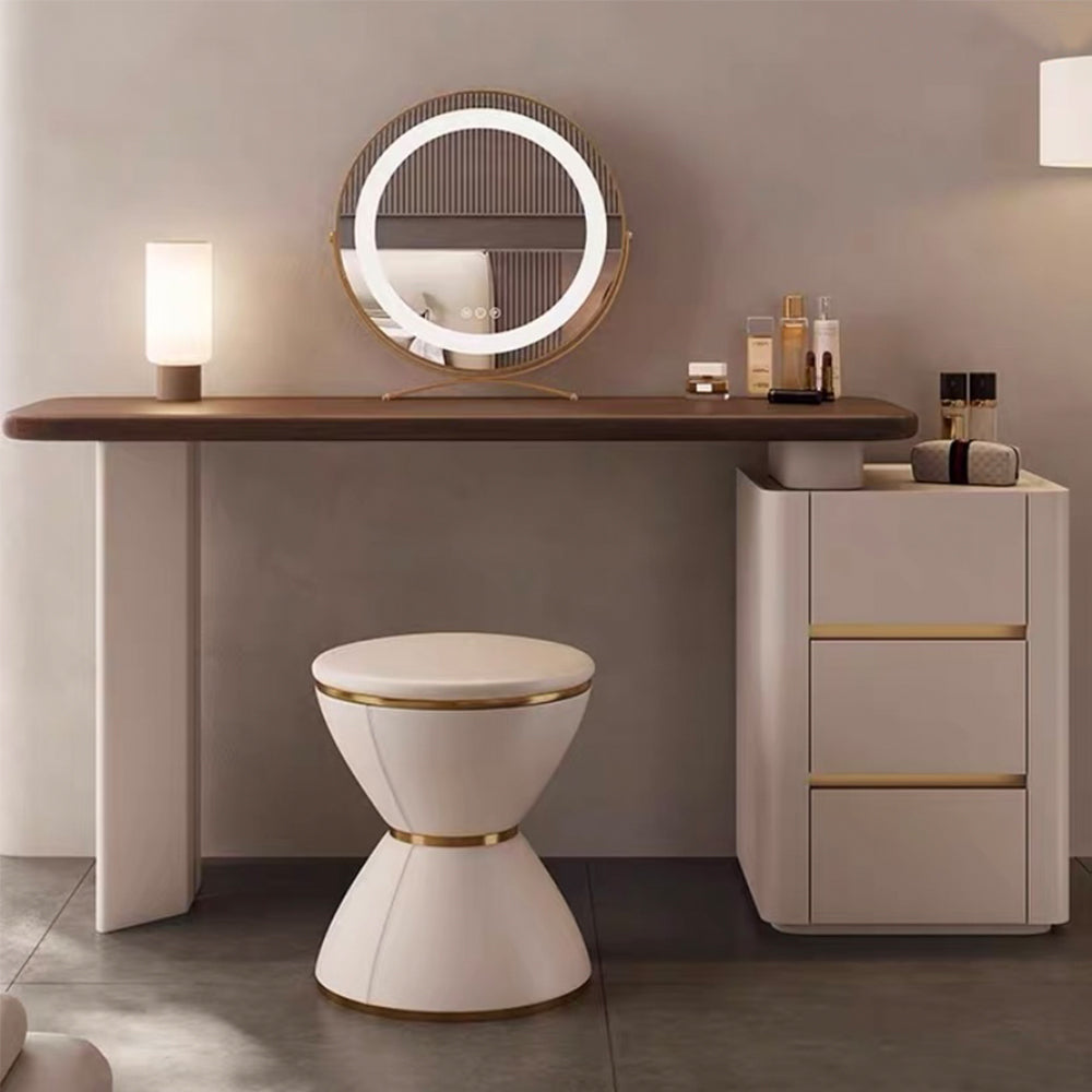 LUXORA DR1043 Acrylic Support Solid Wood Cabinet Dressing Table