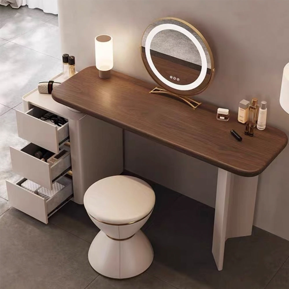 LUXORA DR1043 Acrylic Support Solid Wood Cabinet Dressing Table