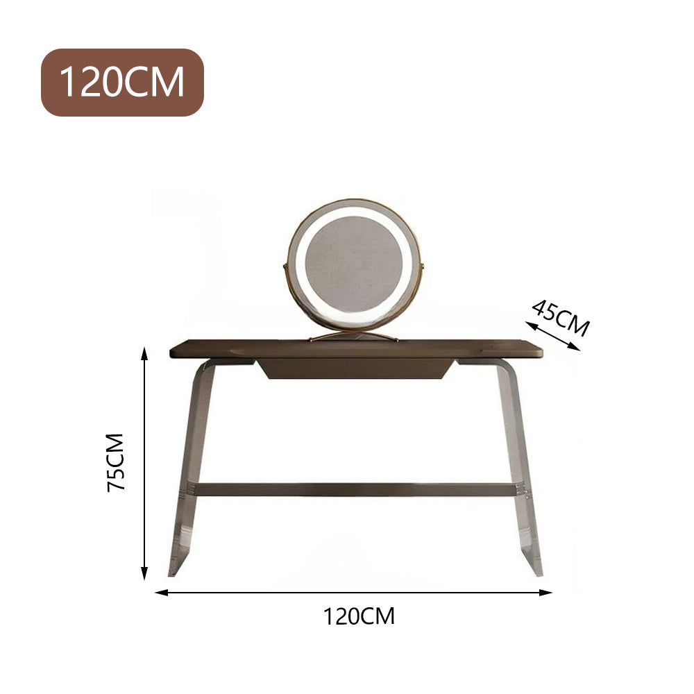 LUXORA DR1054 80-120cm Acrylic Support Solid Wood Cabinet Dressing Table With LED Mirror