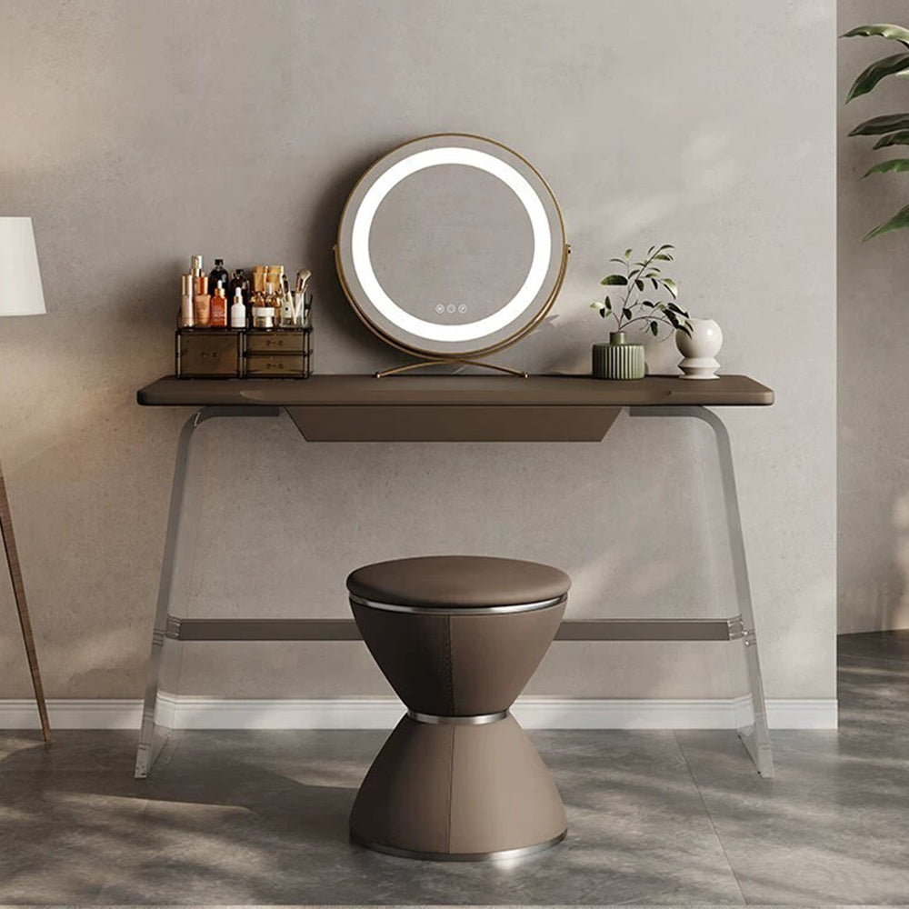 LUXORA DR1054 80-120cm Acrylic Support Solid Wood Cabinet Dressing Table With LED Mirror