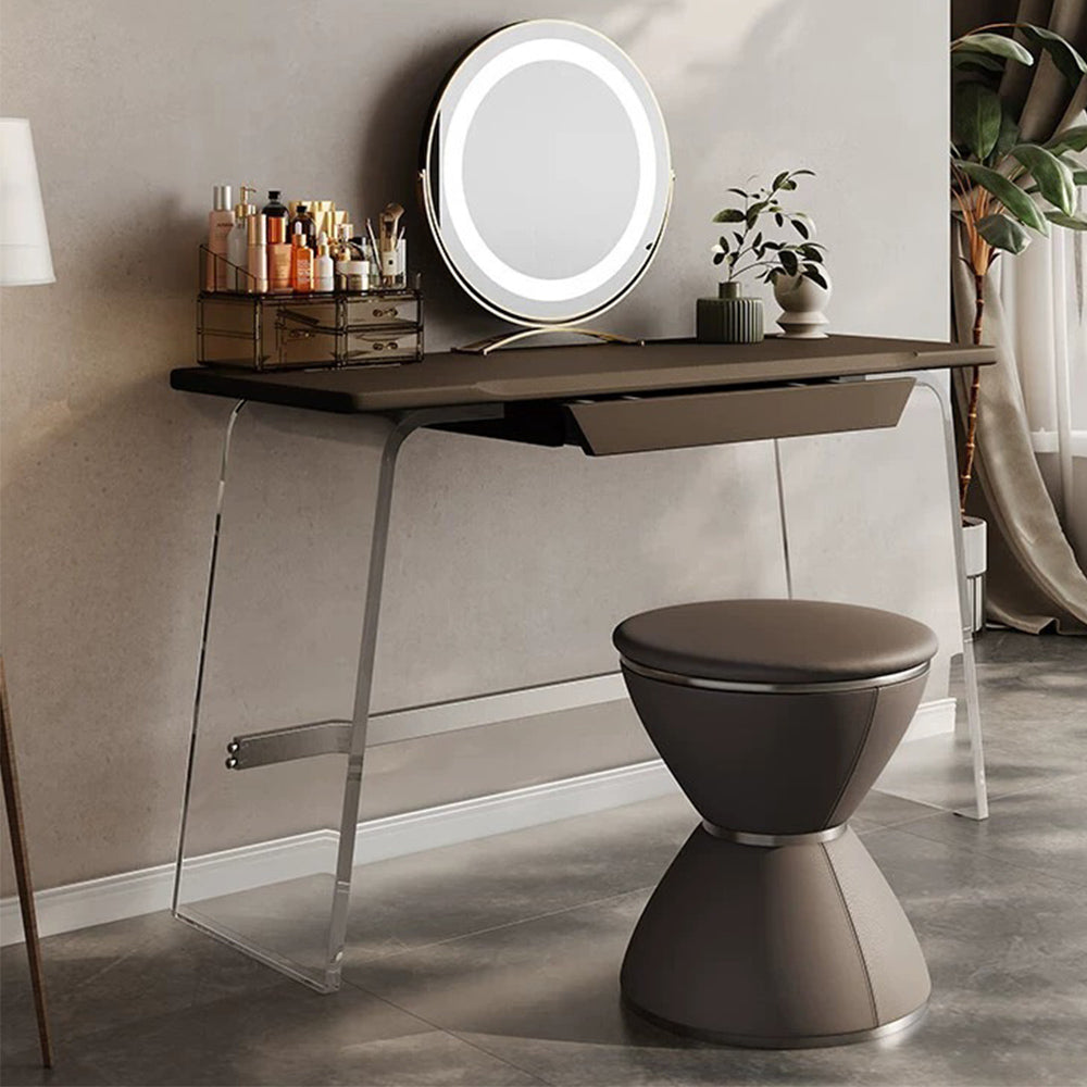 LUXORA DR1054 80-120cm Acrylic Support Solid Wood Cabinet Dressing Table With LED Mirror