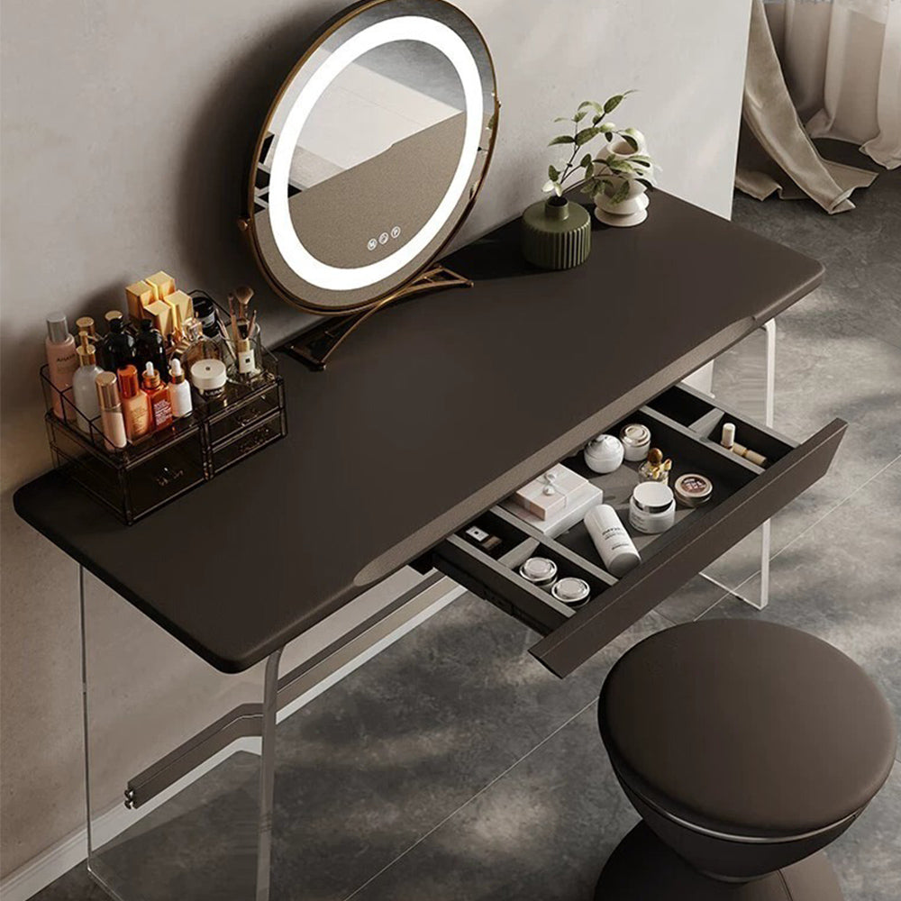 LUXORA DR1054 80-120cm Acrylic Support Solid Wood Cabinet Dressing Table With LED Mirror