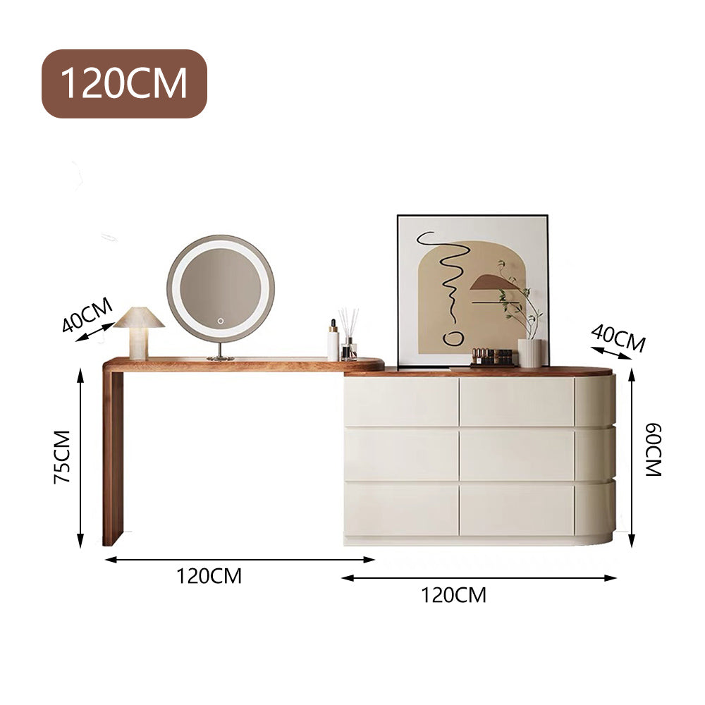 LIVARA DR1065 120cm Expandable Solid Wood Tabletop Dressing Table