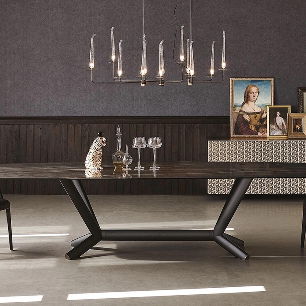 LUXORA DT1061 Minimalist Style 140-160-180-200cm Sintered Stone Dining Table-Black