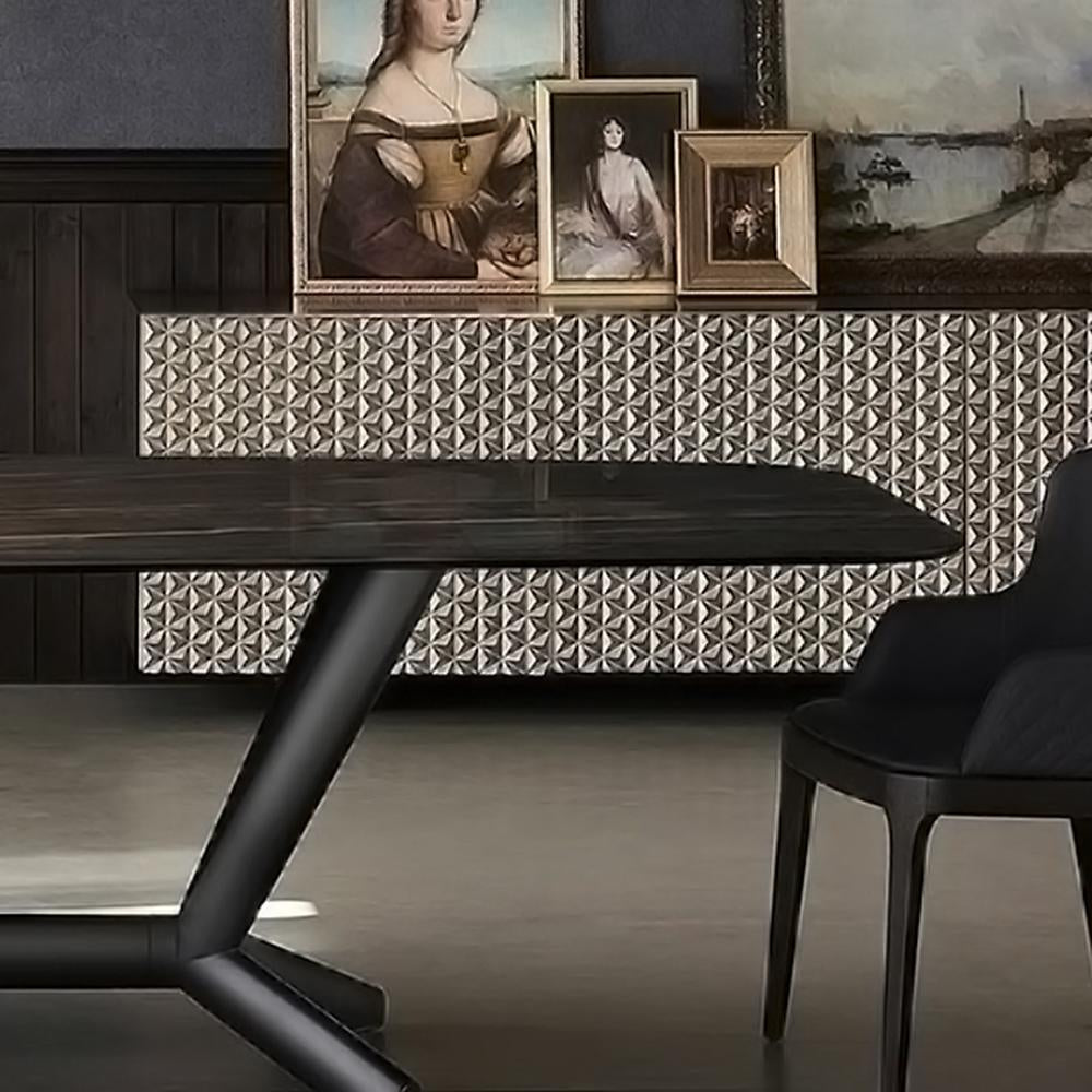 LUXORA DT1061 Minimalist Style 140-160-180-200cm Sintered Stone Dining Table-Black