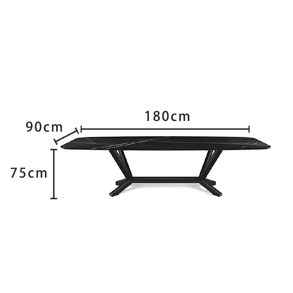LUXORA DT1061 Minimalist Style 140-160-180-200cm Sintered Stone Dining Table-Black