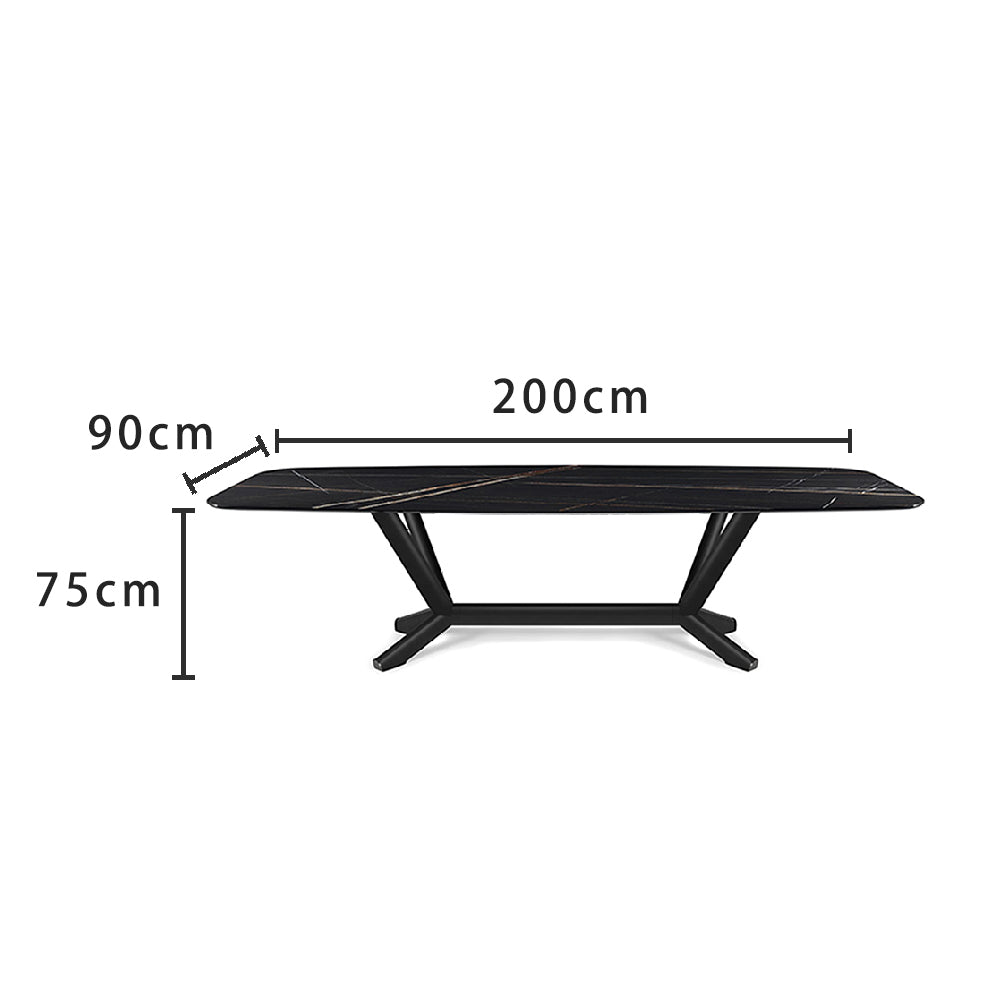 LUXORA DT1061 Minimalist Style 140-160-180-200cm Sintered Stone Dining Table-Black