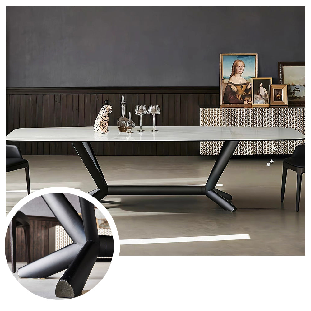 LUXORA DT1061 Minimalist Style 140-160-180-200cm Sintered Stone Dining Table-White&Black