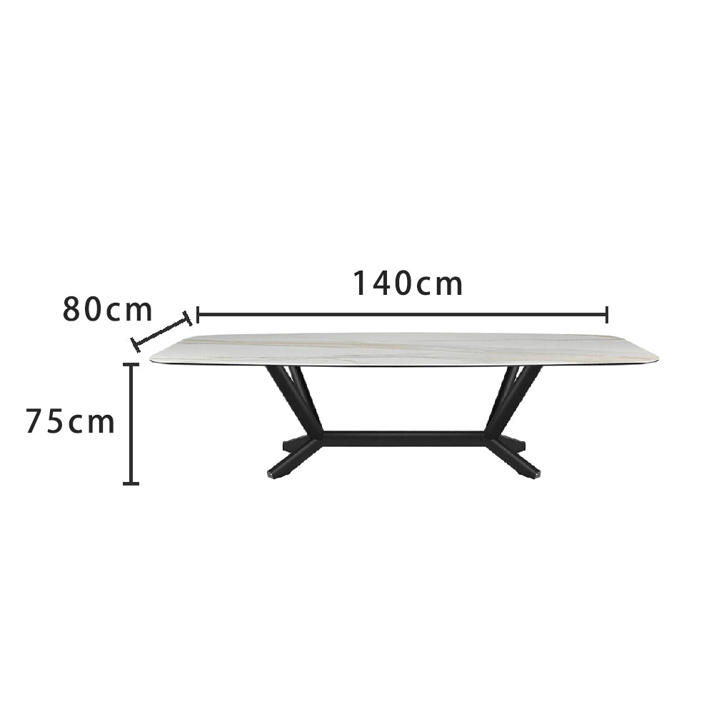 LUXORA DT1061 Minimalist Style 140-160-180-200cm Sintered Stone Dining Table-White&Black