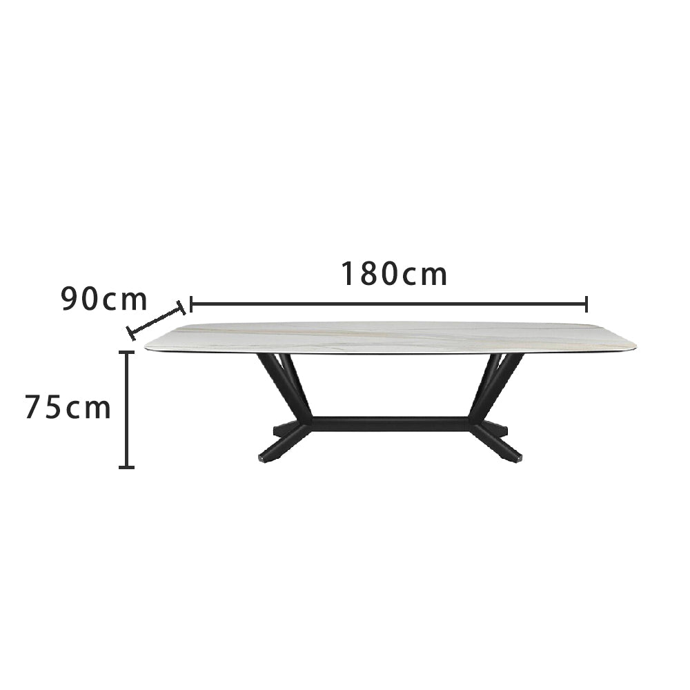 LUXORA DT1061 Minimalist Style 140-160-180-200cm Sintered Stone Dining Table-White&Black