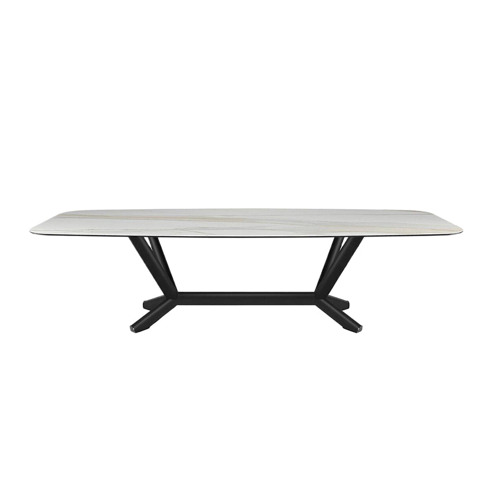 LUXORA DT1061 Minimalist Style 140-160-180-200cm Sintered Stone Dining Table-White&Black