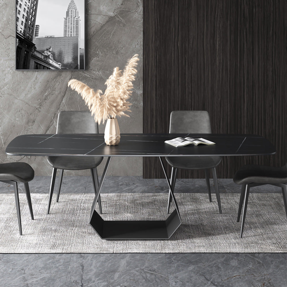 LUXORA DT1063 Modern Simplicity Style 130-140-160-180cm Sintered Stone Dining Table-Black