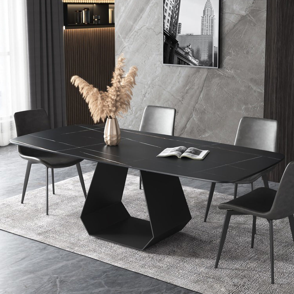 LUXORA DT1063 Modern Simplicity Style 130-140-160-180cm Sintered Stone Dining Table-Black