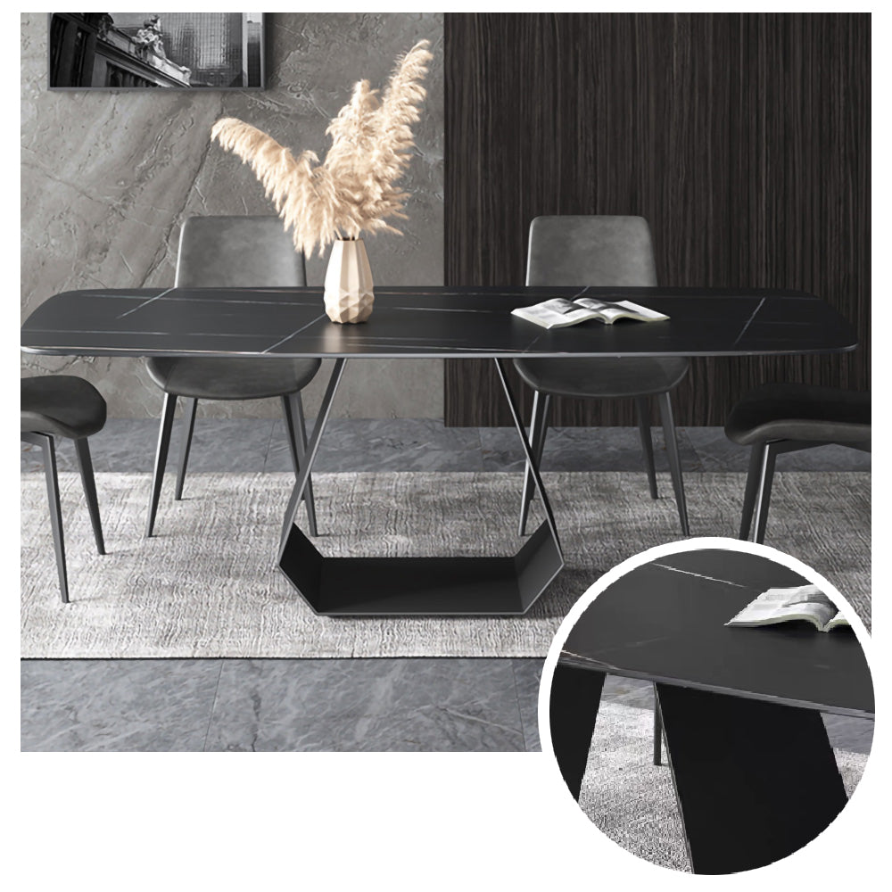 LUXORA DT1063 Modern Simplicity Style 130-140-160-180cm Sintered Stone Dining Table-Black