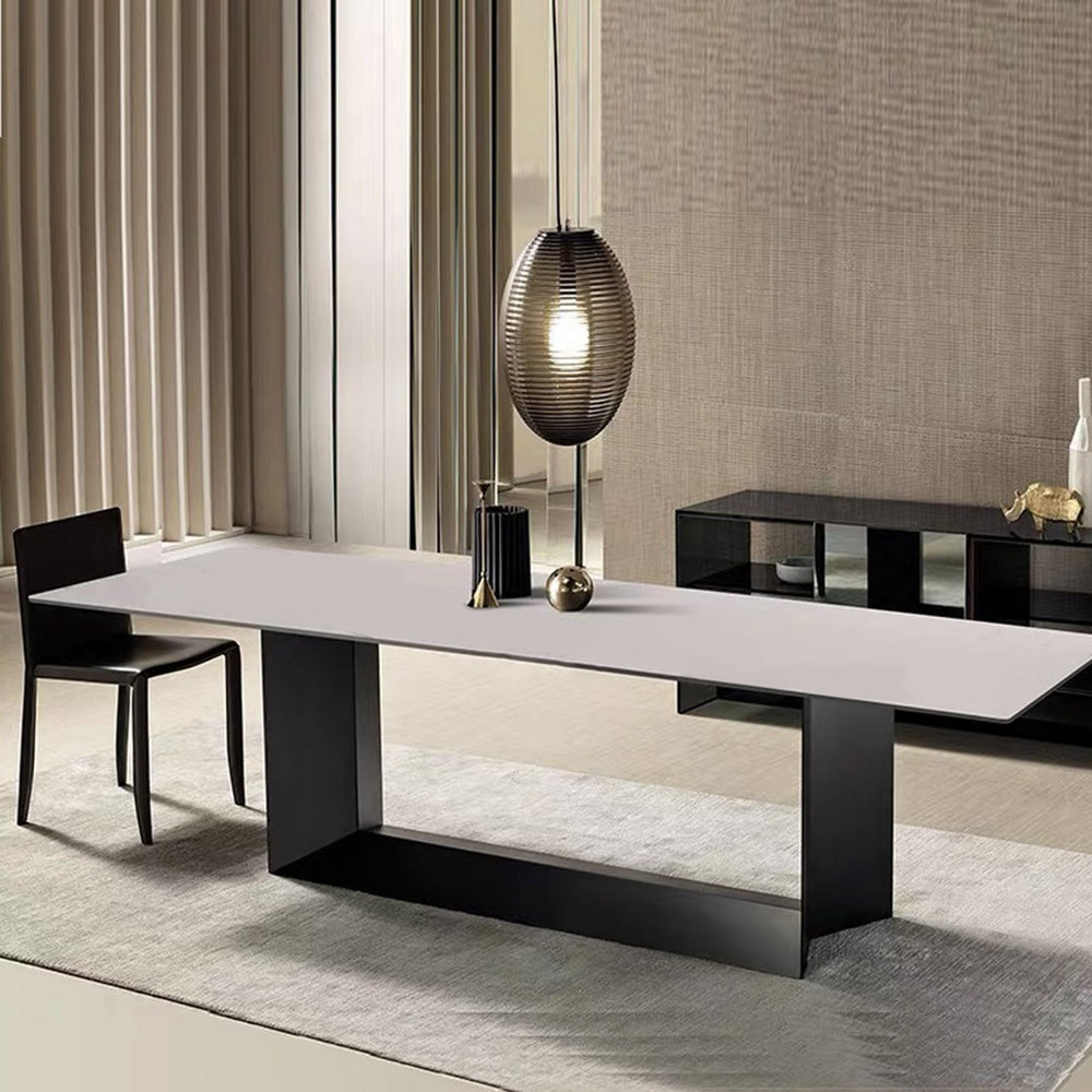LIVARA DT1065 Modern Simplicity Style 140-160-180cm Sintered Stone Dining Table-White&Black