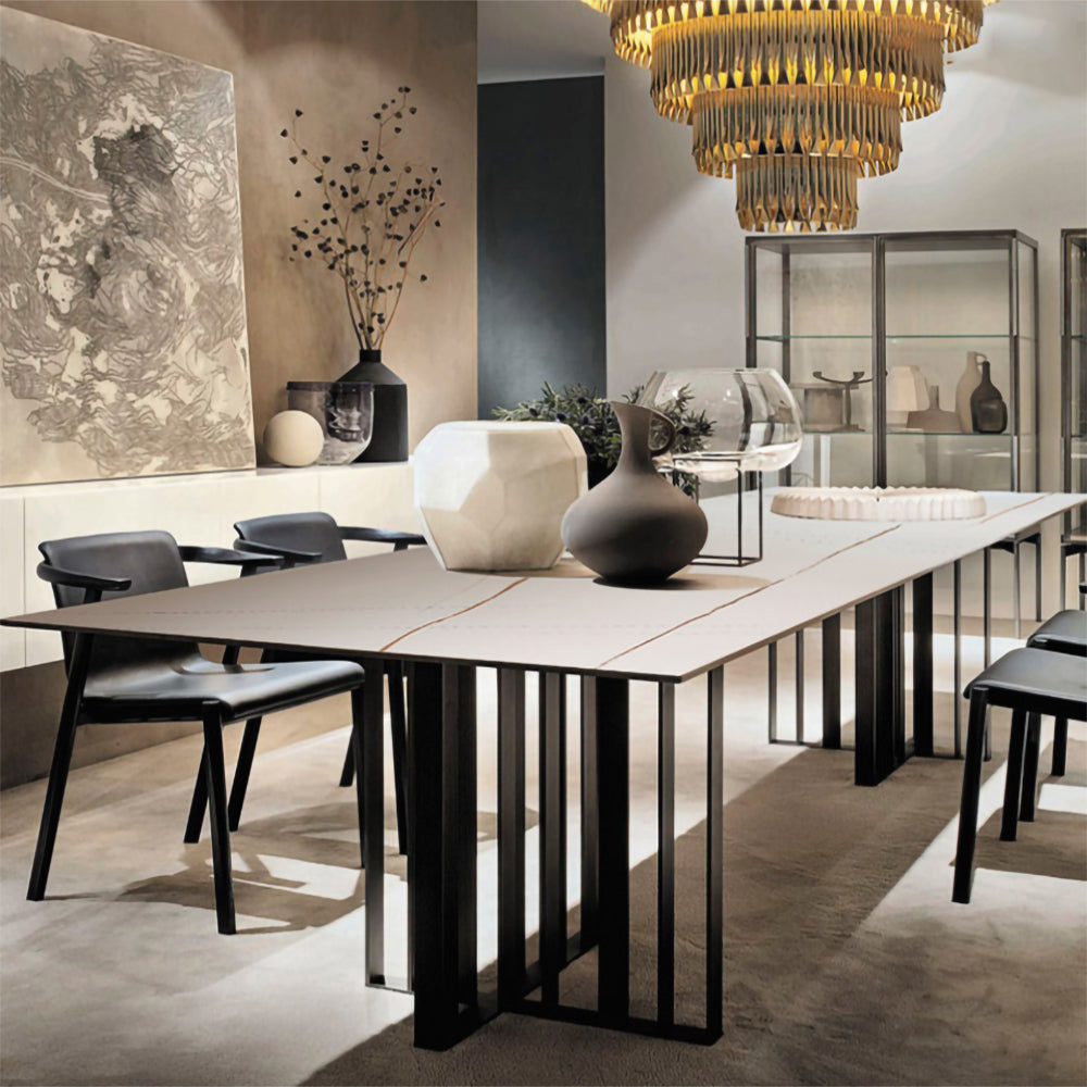 LIVARA DT1067 Minimalist Style 130-140-160-180cm Sintered Stone Dining Table