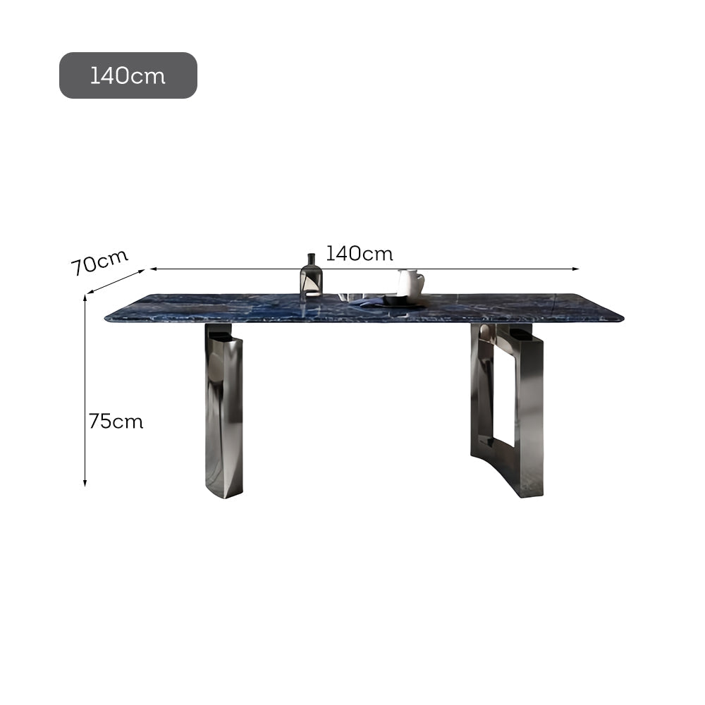 LUXORA DT1095 140/160/180cm Length Luxury Microcrystalline Stone Dining Table Stainless Steel Legs