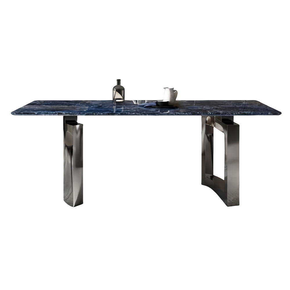 LUXORA DT1095 140/160/180cm Length Luxury Microcrystalline Stone Dining Table Stainless Steel Legs