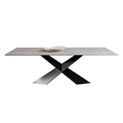 LIVARA DT1098 140/160/180cm Length Sintered Stone Tabletop Dining Table Carbon Steel Legs