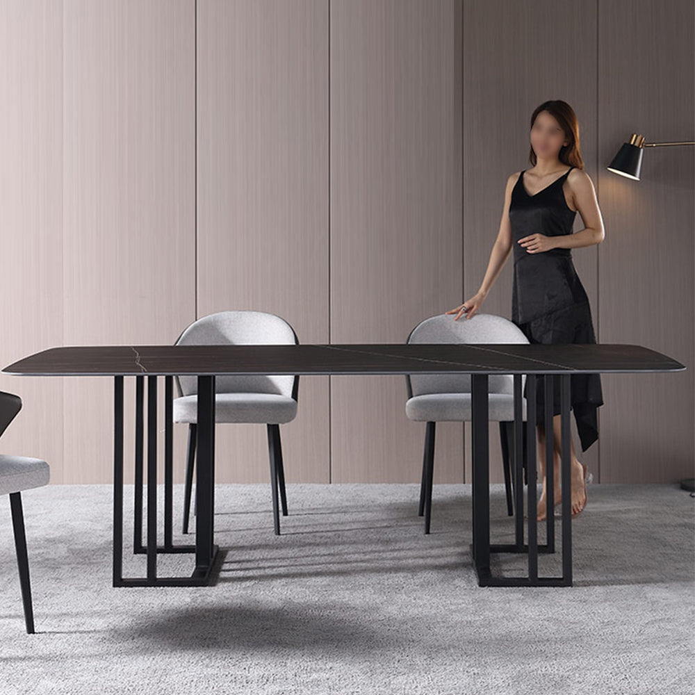 LIVARA DT1101 140/160/180cm Length Sintered Stone Tabletop Dining Table Carbon Steel Legs