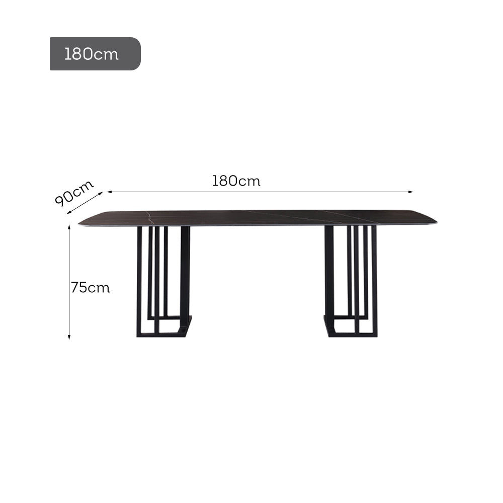 LIVARA DT1101 140/160/180cm Length Sintered Stone Tabletop Dining Table Carbon Steel Legs