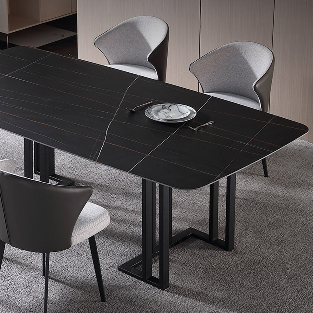 LIVARA DT1101 140/160/180cm Length Sintered Stone Tabletop Dining Table Carbon Steel Legs