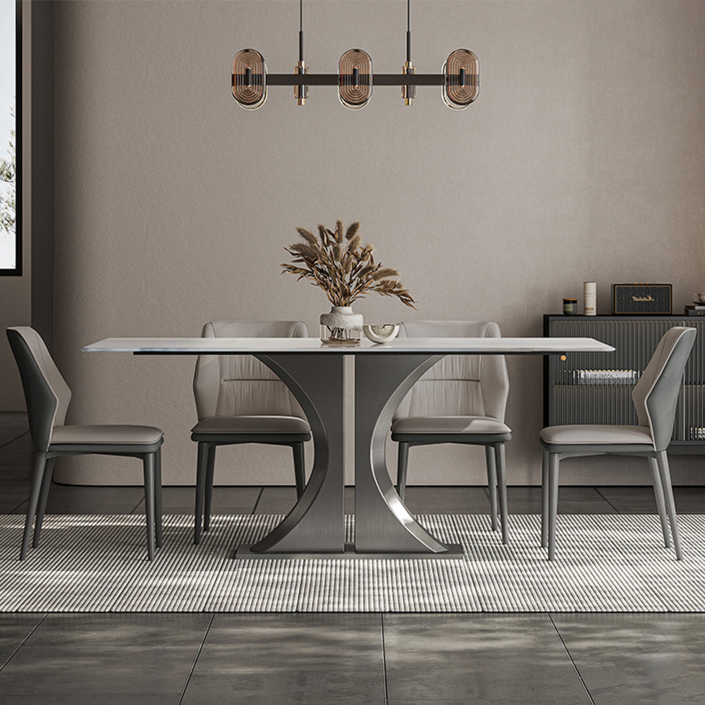 LUXORA DT1110 140/160/180cm Length Sintered Stone Tabletop Dining Table Stainless Steel Frame