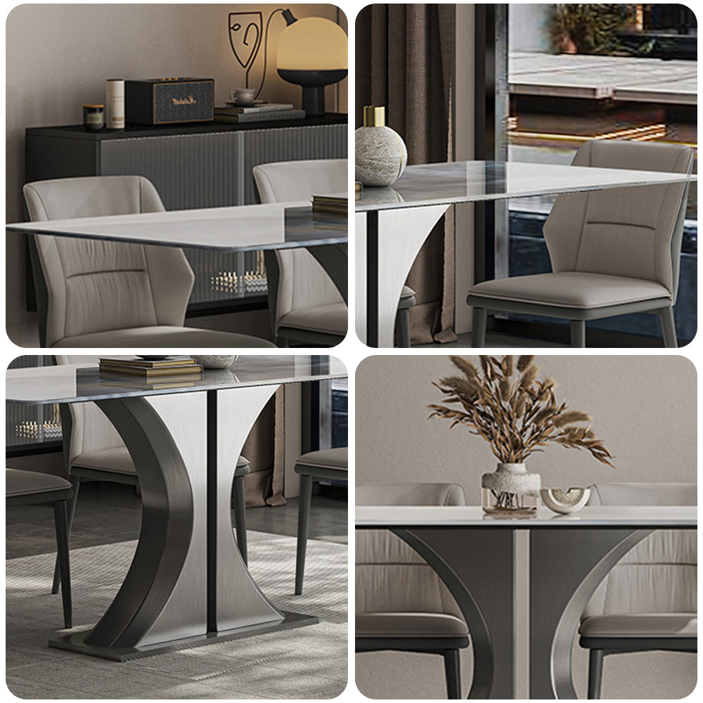 LUXORA DT1110 140/160/180cm Length Sintered Stone Tabletop Dining Table Stainless Steel Frame
