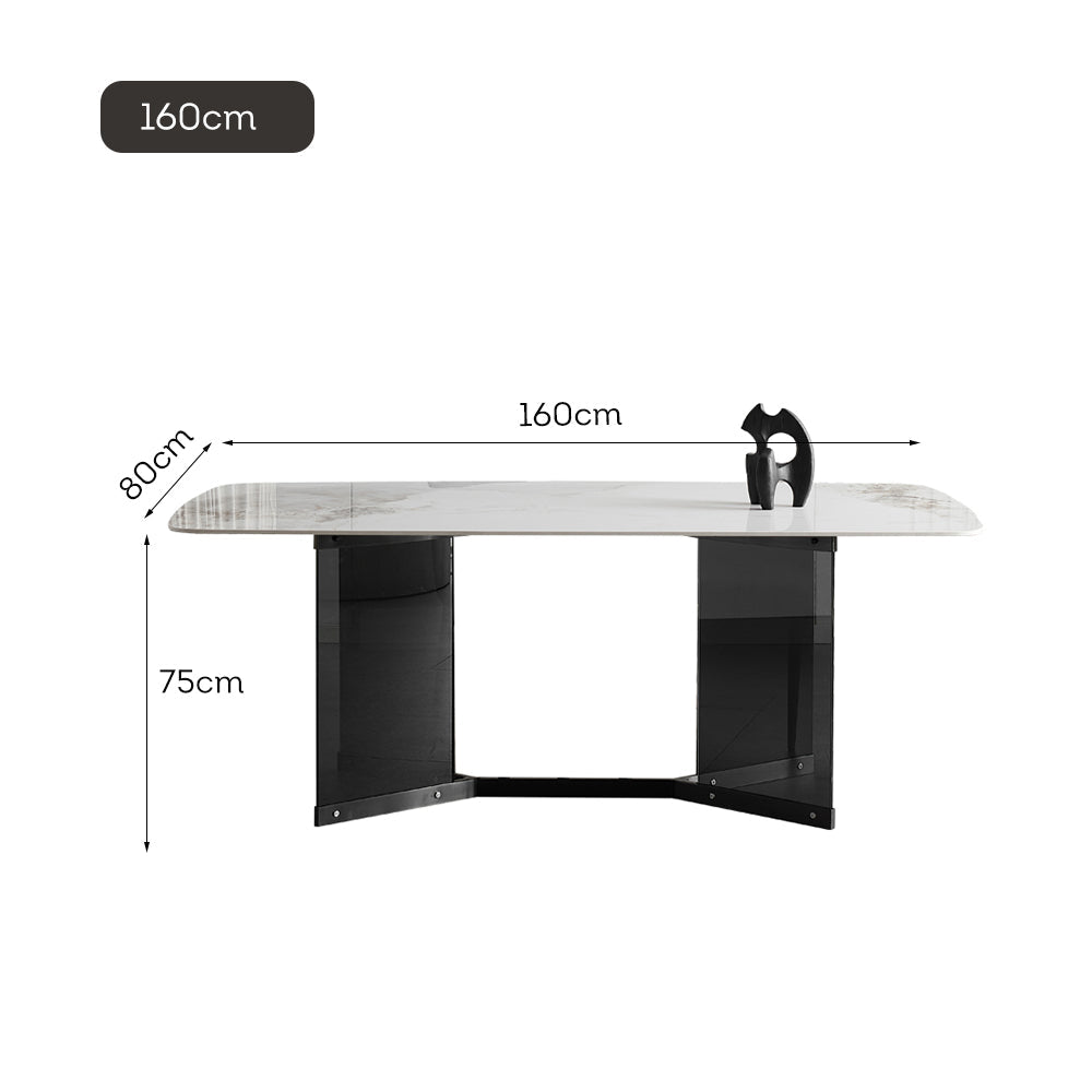 LUXORA DT1119 140/160/180cm Length Sintered Stone Tabletop Dining Table Stainless Steel Frame