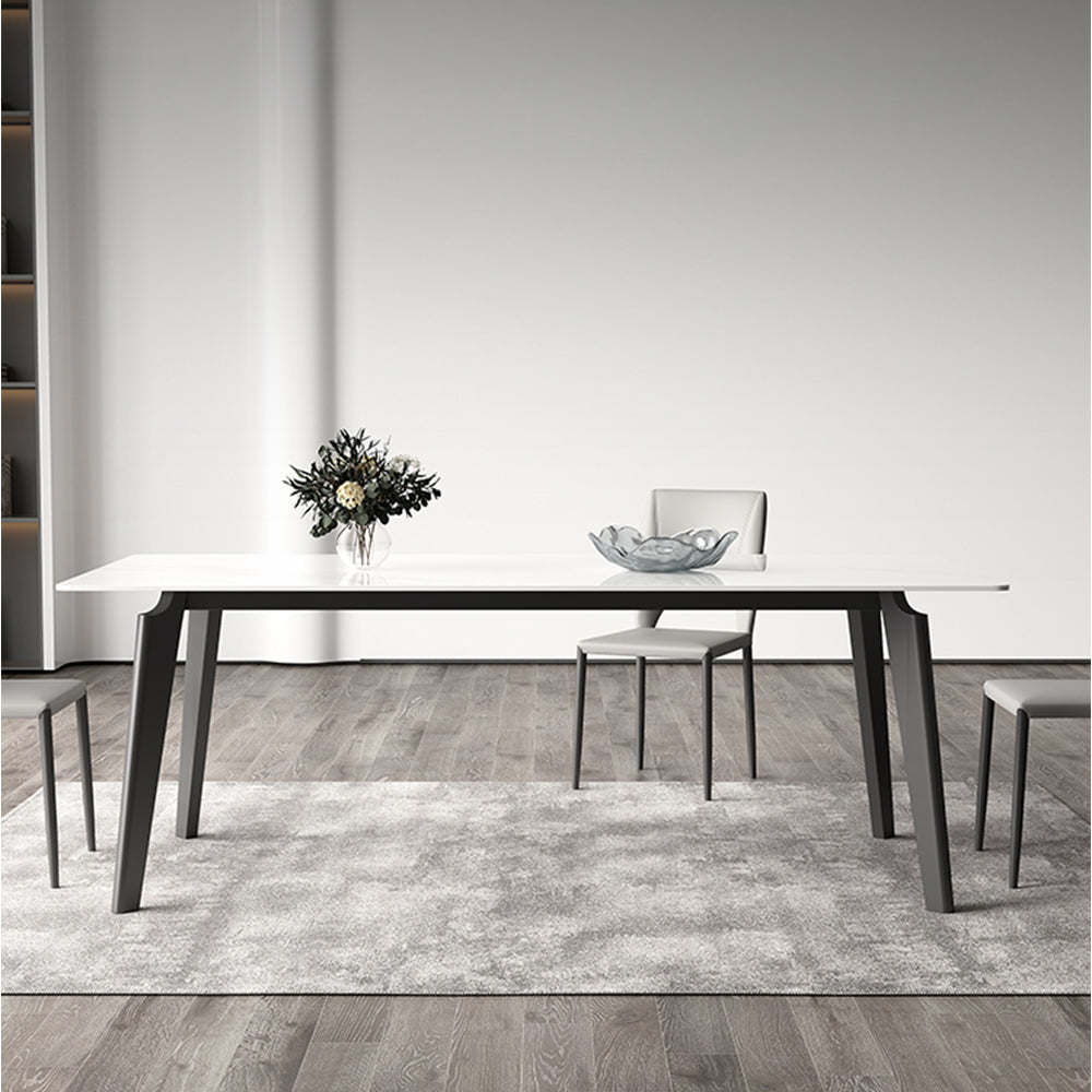 LIVARA DT1121 140/160/180cm Length Sintered Stone Tabletop Dining Table Carbon Steel Legs