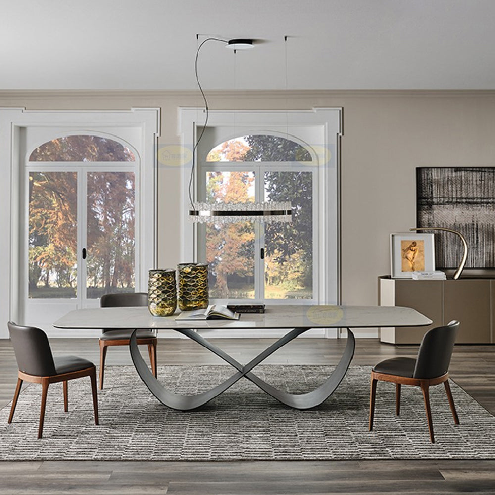 LUXORA DT1122 140/160/180cm Length Sintered Stone Tabletop Dining Table Carbon Steel Legs